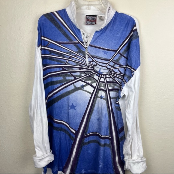 Spyder activewear long sleeve knit-blue web design with 1/4 zip -ladies … - Picture 11 of 14